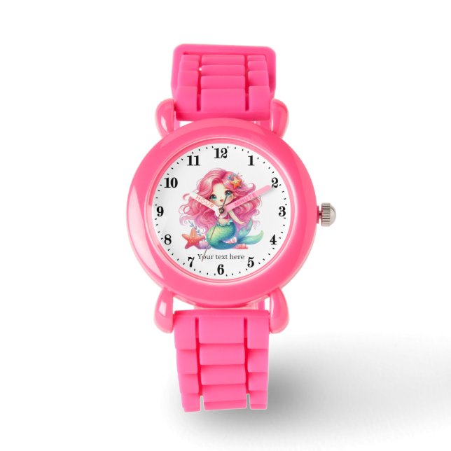 Lägg till namn i Cute sjöjungfru Armbandsur (Framsida)