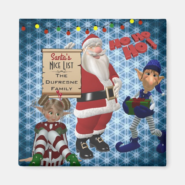 Lägg till Namn i familjen "Santa's Nice List" Magnet (Framsidan)
