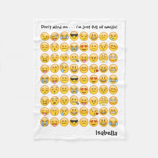 Lägg till Namn i Personligen Emoji Print Blanket Fleecefilt (Framsidan)