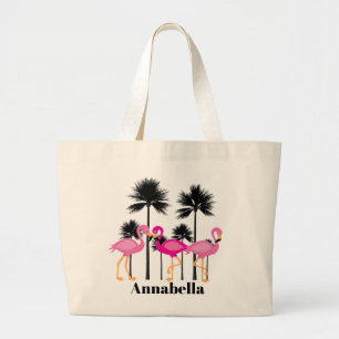 Lägg till namn i säcken på cute rosa flamingo jumbo tygkasse