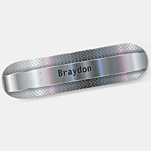 Lägg till Namn, Initialer, Metall Shine Checkerpla Mini Skateboard Bräda 18,5 Cm