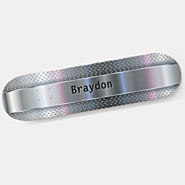 Lägg till Namn, Initialer, Metall Shine Checkerpla Mini Skateboard Bräda 18,5 Cm (Skapare uppladdad)