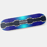 Lägg till Namn Initialer, Metallic Black Shine Blu Mini Skateboard Bräda 18,5 Cm<br><div class="desc">Lägg till vilken namn eller initialer som helst i den här underbara designen - Se min butik för många fler skateboard-utformningar och Skateboard T-Shirts,  Hoodies,  Backpacket,  Blankets med mera.</div>