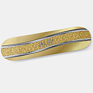 Lägg till Namn Initialer, Metallic Guld Silver Cur Mini Skateboard Bräda 18,5 Cm