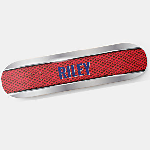 Lägg till Namn Initialer, Röd med Silver Grått Ste Mini Skateboard Bräda 18,5 Cm