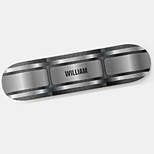 Lägg till Namn Initialer Silver Grått Metallic Le Mini Skateboard Bräda 18,5 Cm