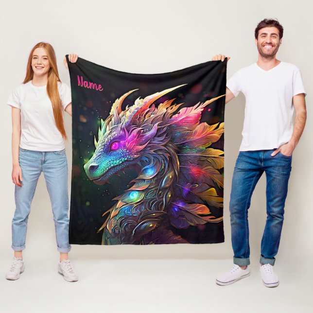 Lägg till Namn, Iridescent Dragon Fleecefilt (På plats)