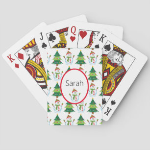 Lägg till Namn-jullagringsstuffer Snögubbe Casinokort
