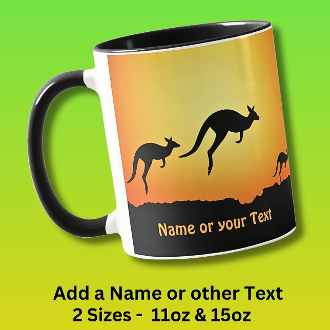 Lägg till Namn, Kangaroos vid Sunset Dusk Guld på  Mugg (Skapare uppladdad)