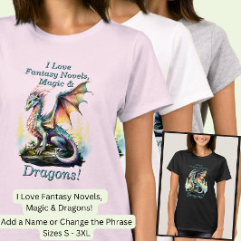 Lägg till Namn, Kärlek Fantasy Novels Magic Dragon T Shirt