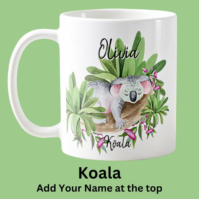 Lägg till Namn Koala Australian Animal Marsupial Kaffemugg (Skapare uppladdad)