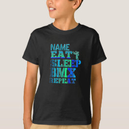 Lägg till Namn-könsomgång BMX Upprepa blåtextredig T Shirt