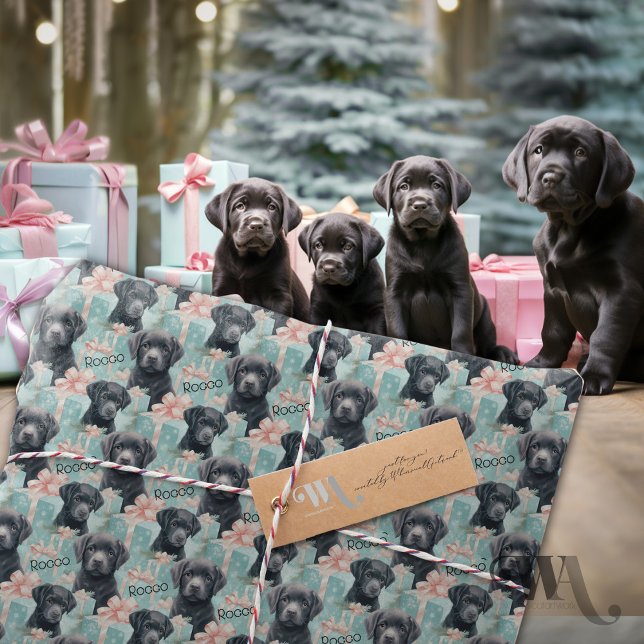 Lägg till Namn Labrador Puppy Modern jul Presentpapper (Skapare uppladdad)