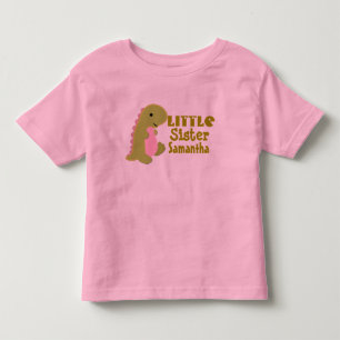 Lägg till Namn Little Sister Dinosaur-utskrift T Shirt
