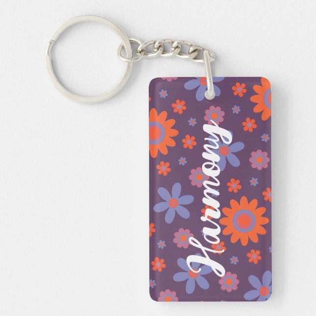 Lägg till Namn Lycklig Retro Flowers 70:s Daisy Fu (Framsidan)