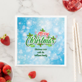 Lägg till Namn Matchande God Jul Blå Pappersservett