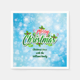 Lägg till Namn matchande God jul Blue Cocktail Na Pappersservett