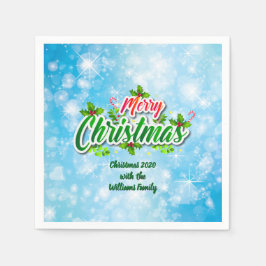 Lägg till Namn matchande God jul Blue Cocktail Pappersservett