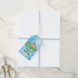 Lägg till Namn matchande God jul Blue Gift-Märkre Presentetikett