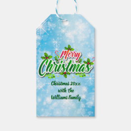 Lägg till Namn matchande God jul Blue Gift-Märkre Presentetikett