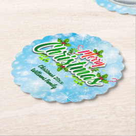 Lägg till Namn matchande God jul Blue Papprare Kus Underlägg Papper
