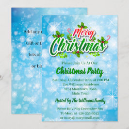 Lägg till Namn matchande God jul Blue Party Inbjudningar