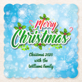 Lägg till Namn matchande God jul Blue Underlägg Papper