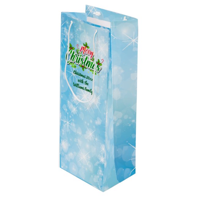 Lägg till Namn matchande God jul Blue Vin Gift B (Framsidan Vinklad)