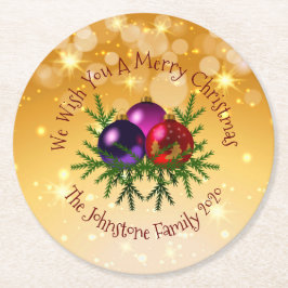 Lägg till Namn matchande jul i Guld Underlägg Papper Rund
