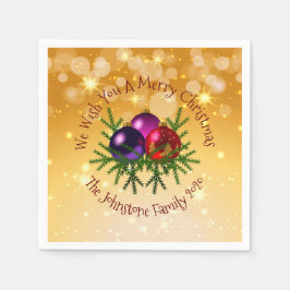 Lägg till Namn matchande jul på Guld Cocktail Pappersservett