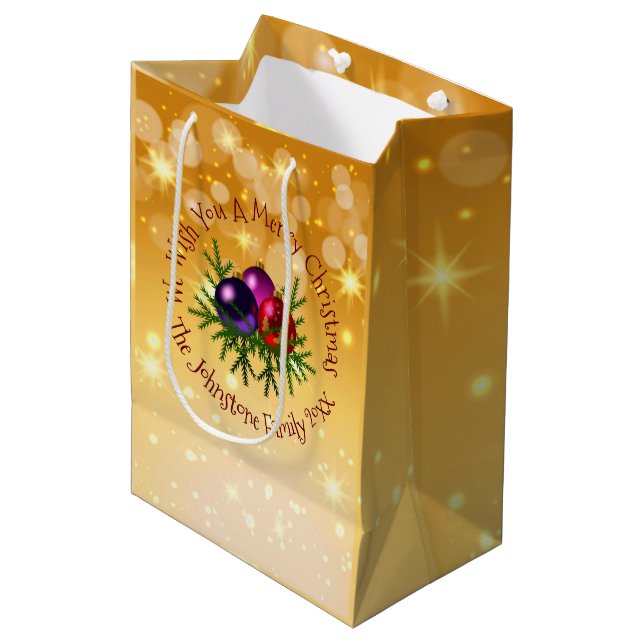 Lägg till Namn matchande jul på Guld Medium Gift B (Framsidan Vinklad)