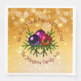 Lägg till Namn matchande jul på Guld-middag Pappersservett