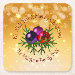 Lägg till Namn matchande jul på Guld-torget Papper Underlägg Papper Kvadrat