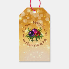 Lägg till Namn Matchande Jul på Guldpresentkort Presentetikett