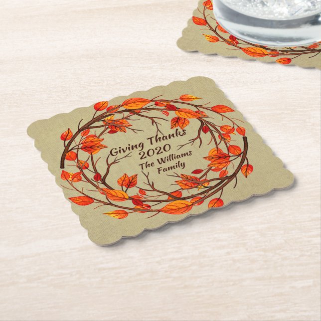 Lägg till Namn matchande Thanksgiving, höstblock S Underlägg Papper (Vinklad)