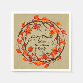 Lägg till Namn matchande Thanksgiving Höstpunktske Pappersservett
