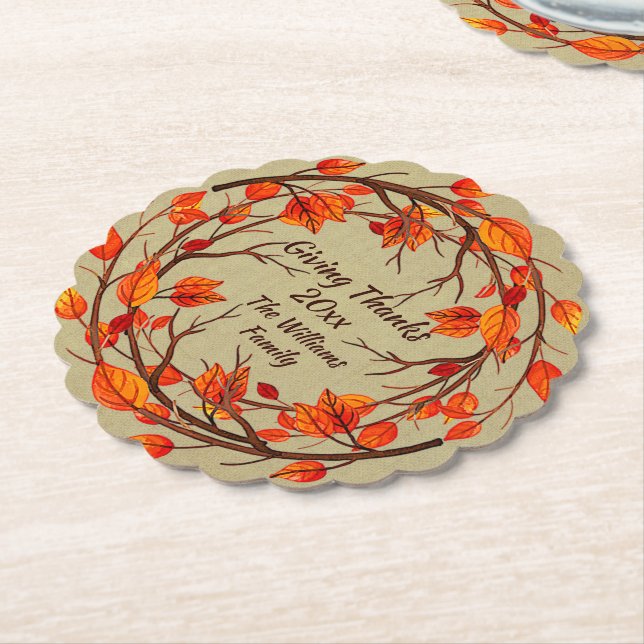 Lägg till Namn matchande Thanksgiving Höstuppringd Underlägg Papper (Vinklad)