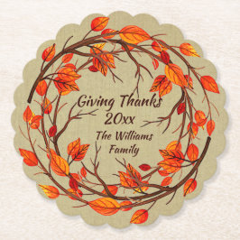 Lägg till Namn matchande Thanksgiving Höstuppringd Underlägg Papper