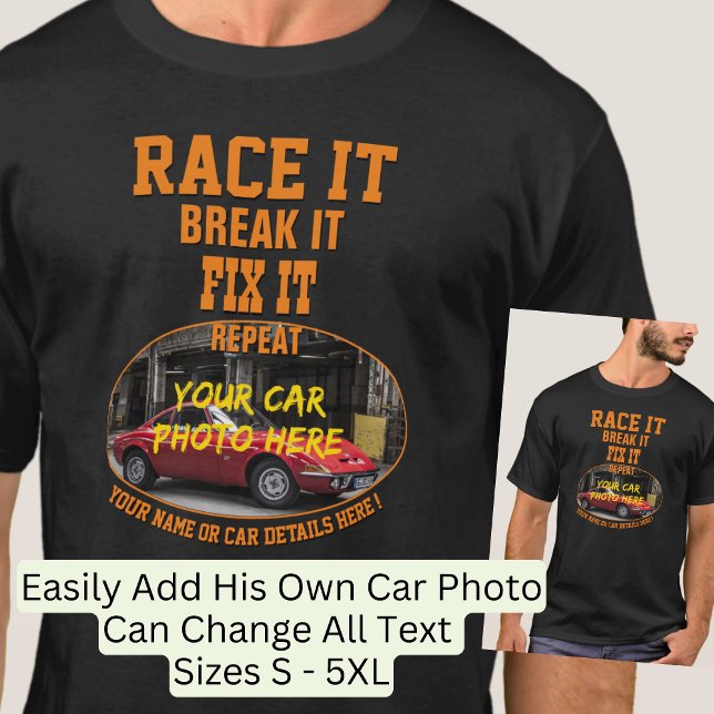 Lägg till Namn med bilfototext, Tävling Break-korr T Shirt (Skapare uppladdad)