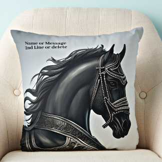 Lägg till Namn-meddelande, Stark Black Horse med A Kudde