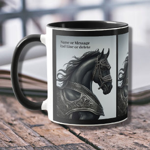 Lägg till Namn-meddelande, Stark Black Horse med A Mugg