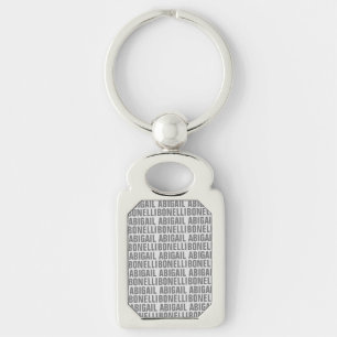 Lägg till namn-minimalistisk djärv modern grått-ch rektangulärt silverfärgad nyckelring