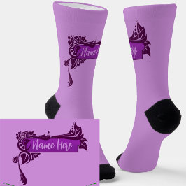 Lägg till Namn, Mörk Lila Swirl Gräns på Mauve