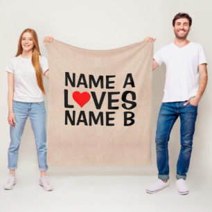 Lägg till Namn - Namn Kärlek Heart Namn Fleecefilt