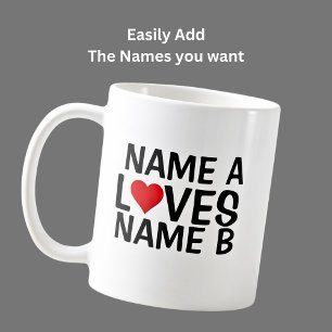 Lägg till Namn - Namn Kärlek Heart Namn Kaffemugg