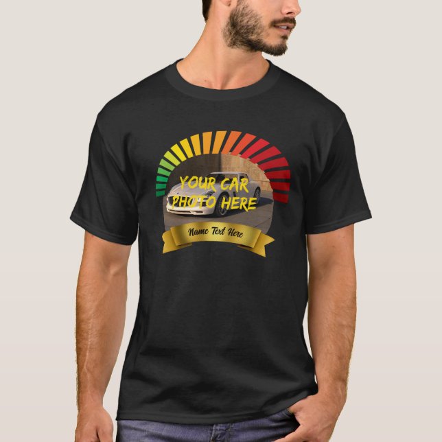 Lägg till Namn och hans bilfoto med Banner Speedo- T Shirt (Framsida)