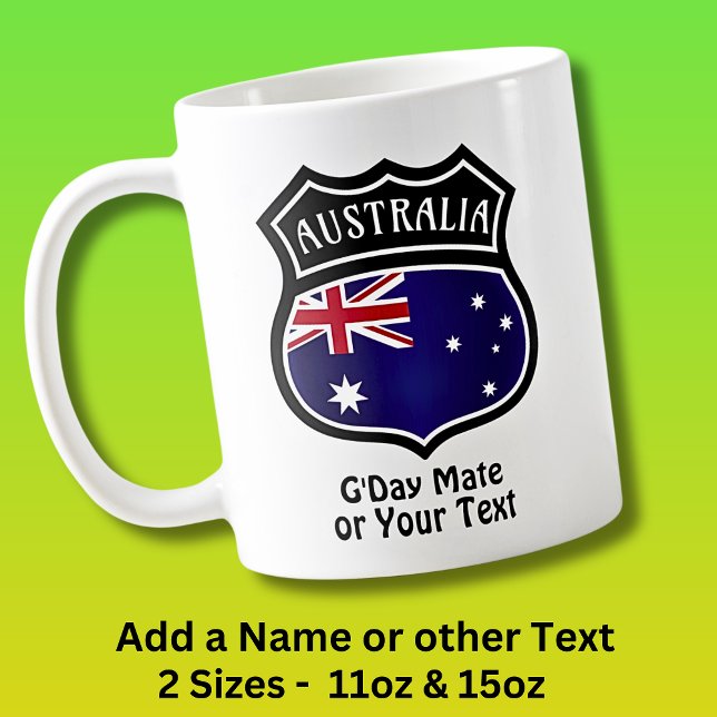 Lägg till Namn och text - Australiens Flagga Shiel Kaffemugg (Skapare uppladdad)