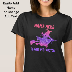 Lägg till Namn och textmatchning med broomstick H T Shirt