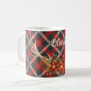 Lägg till Namn - Oh Hjort Woodland Antlers Kaffemugg