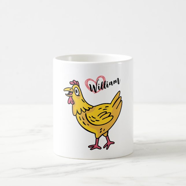 Lägg till namn på kycklingar som födelsedag, höns  kaffemugg (Center)